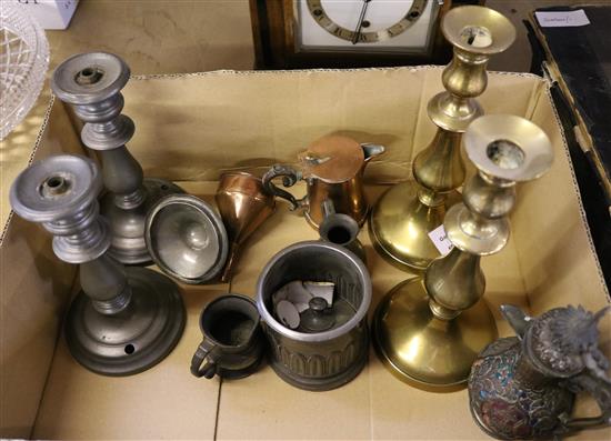 Group of pewter, copper and brass wares